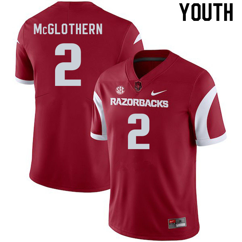 Youth #2 Dwight McGlothern Arkansas Razorback College Football Jerseys Stitched Sale-Cardinal - Click Image to Close